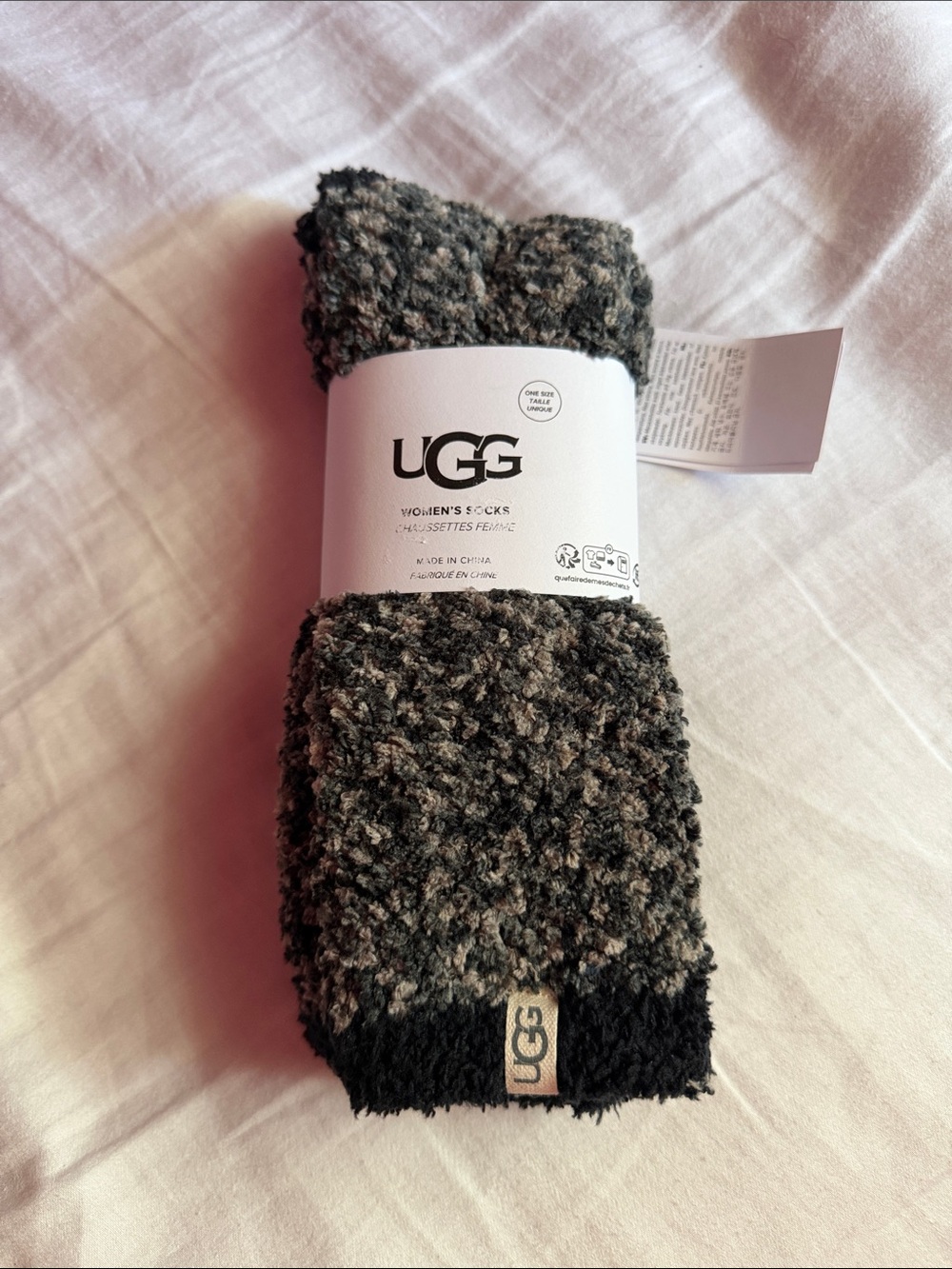 UGG Women's Marled Black & Gray Plush Cozy Socks